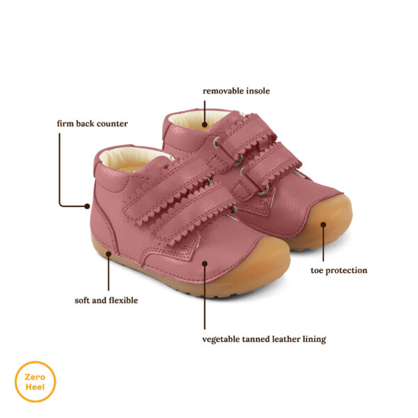 Bundgaard Petit Velcro Blonde Dark Rose barefoot jalatsid