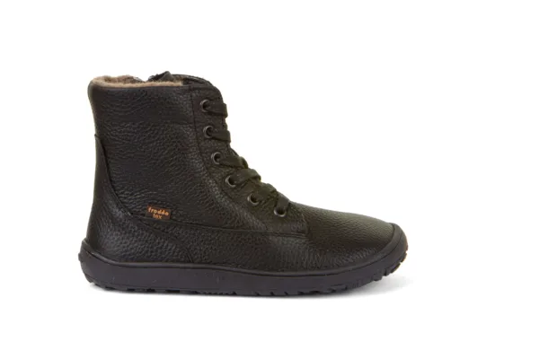 Mustad villavoodriga talvesaapad Froddo Barefoot Tex Laces Black