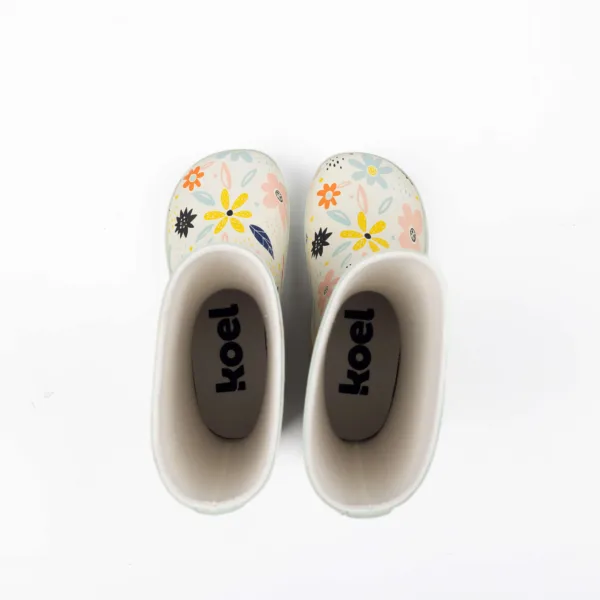 Kerged kummikud laiale jalale Koel Wellie Bare Multi White Flowers