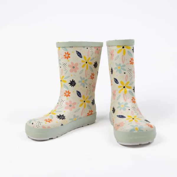 Kerged kummikud laiale jalale Koel Wellie Bare Multi White Flowers