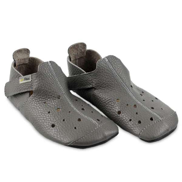Tikki Ziggy Grey barefoot nahast sussid