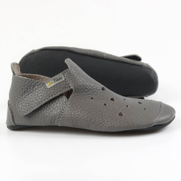 Tikki Ziggy Grey barefoot nahast sussid